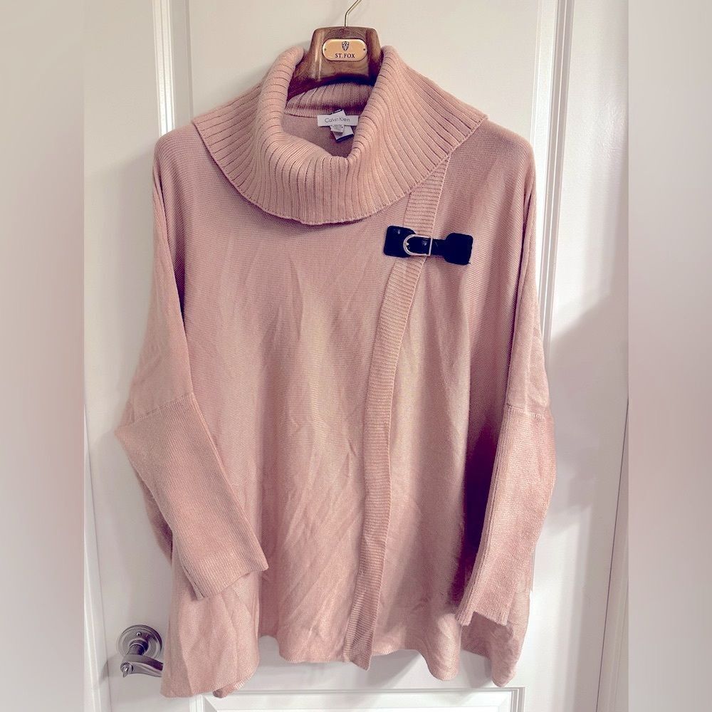 Calvin Klein cowl neck Cape with buckle wrap